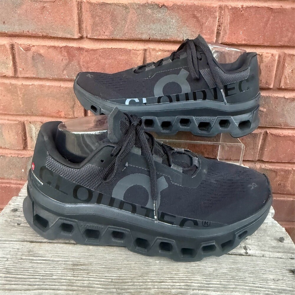 On Cloudmonster Men's Running Shoes All Black Size 8 (EU 41) CloudTec